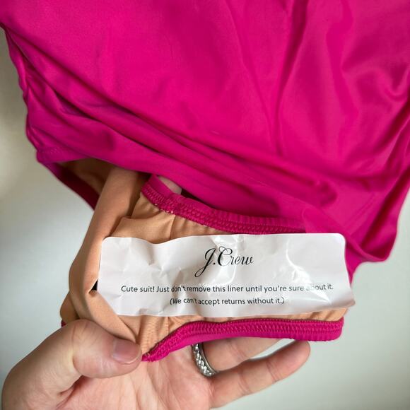 NWT J. Crew Ruched Ruffle One-piece Swimsuit in Fuchia Pink BP222 Plus Size 22 - Picture 5 of 8